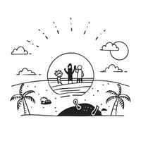 Friends enjoying a beach sunset concept as A group of friends relax and enjoy a stunning sunset on a serene beach embodying relaxation and friendship Great for beach travel ads i Dynamic Set 2 vector