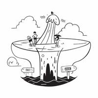 Friends enjoying a refreshing dip in a waterfall concept as High resolution image of friends enjoying a refreshing dip in a waterfall to escape the heat capturing fun excitement an Dynamic Set 2 vector