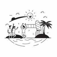 Friends enjoying a beach day on Independence Day concept as High resolution image of friends enjoying a beach day on Independence Day with a glossy backdrop highlighting the fun an Dynamic Set 2 vector