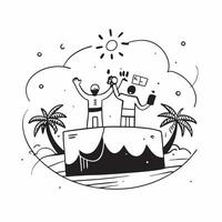 Friends enjoying a beach day on Independence Day concept as High resolution image of friends enjoying a beach day on Independence Day with a glossy backdrop highlighting the fun an Dynamic vector