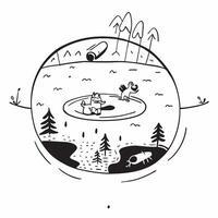 Friends enjoying a refreshing swim in a forest lake concept as High resolution image of friends enjoying a refreshing swim in a forest lake to escape the heat highlighting fun adve Dynamic vector