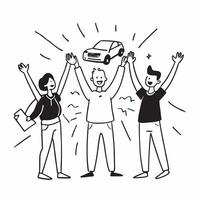 Friends celebrating first car purchase concept as High resolution image of friends celebrating their first car purchase with a glossy backdrop capturing the joy and achievement of Dynamic Set 2 vector