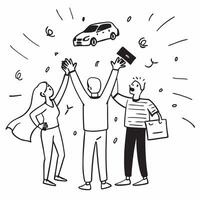 Friends celebrating first car purchase concept as High resolution image of friends celebrating their first car purchase with a glossy backdrop capturing the joy and achievement of Dynamic vector