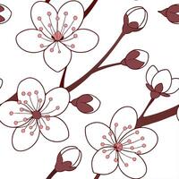 Freshly bloomed cherry blossoms seamless tile pattern with soft pink and white hues symbolizing renewal concept as Soft pink and white cherry blossoms create a seamless tile patter Dynamic vector