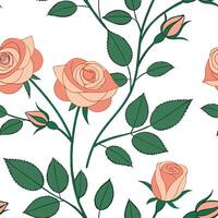 Fresh spring rose seamless tile pattern with gentle pink and peach blooms exuding soft elegance concept as Soft pink and peach roses create a delicate elegant seamless spring tile Dynamic vector