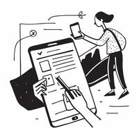 Freelancer receiving payment via mobile app concept as High resolution image of a freelancer receiving payment via mobile app with a glossy backdrop highlighting the ease and flexi Dynamic vector