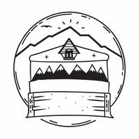 Framed mountain cabin vista concept as High resolution image of a framed mountain cabin vista with a cozy cabin showcasing the rustic and peaceful charm of a mountain retreat in P Dynamic vector