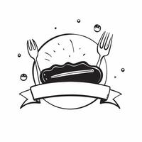 Fork and plate illustration with space for text and icons on a white background concept as A versatile fork and plate illustration featuring space for both text and icons on a clea Dynamic vector