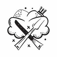 Fork and knife crossed icon with space for text and graphics on a blue background concept as A modern fork and knife crossed icon design featuring space for both text and graphics Dynamic vector
