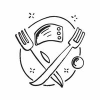 Fork and knife icon with copy space on white background concept as A illustration of a fork and knife icon with ample copy space on a white background perfect for representi Dynamic vector