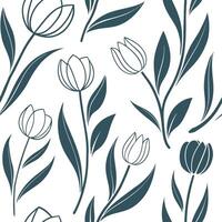 Floral seamless pattern with spring tulips and pastel shades for elegant interiors concept as Elegant tulips and soft pastel colors seamlessly arranged in a pattern for refined and Dynamic vector