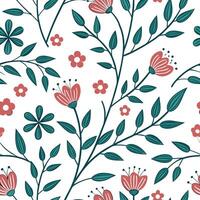 Floral vintage embroidery seamless tile pattern botanical elements isolated white background perfect for garden themes concept as Creating seamless tile pattern with floral vintage Dynamic vector