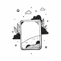 Floating border frame mockup concept as High resolution mockup of a floating border frame with a lush nature scene highlighting modern and innovative design themes in Photo Stock Dynamic vector