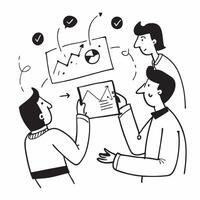 Flat design as Team members discussing market trends in a business meeting concept as A illustration of team members discussing market trends in a business meeting using a 3 Dynamic vector