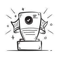 Flat design as Trophy icon with copy space on a blue background concept as A image of a trophy icon with generous copy space on a blue background ideal for achievement and r Dynamic vector