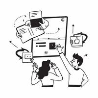 Flat design as Sales team collaborating in a virtual meeting concept as A illustration of a sales team collaborating in a virtual meeting using conferencing tools with Dynamic Set 2 vector