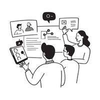 Flat design as Sales team collaborating in a virtual meeting concept as A illustration of a sales team collaborating in a virtual meeting using conferencing tools with Dynamic vector