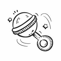 Flat design as Rattle icon with copy space on a blue background concept as A image of a rattle icon with ample copy space on a blue background perfect for baby toys and play Dynamic Set 3 vector