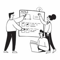 Flat design as Project manager presenting progress in a team meeting concept as A illustration of a project manager presenting progress in a team meeting featuring a 3 color Dynamic Set 2 vector