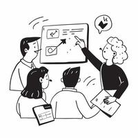 Flat design as Project team presenting their findings in a business meeting concept as A illustration of a project team presenting their findings in a business meeting featu Dynamic vector