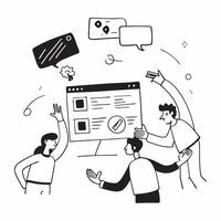 Flat design as Remote team collaborating on a software development project concept as A illustration of a remote team collaborating on a software development project using c Dynamic Set 2 vector