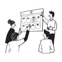 Flat design as Project manager presenting progress in a team meeting concept as A illustration of a project manager presenting progress in a team meeting featuring a 3 color Dynamic vector