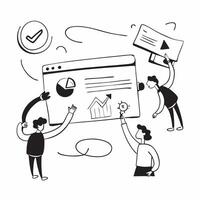 Flat design as Marketing team collaborating on a product launch concept as A illustration of a marketing team collaborating on a product launch using digital tools and chart Dynamic Set 2 vector