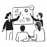 Flat design as Manager conducting a team meeting with visual aids concept as A illustration of a manager conducting a team meeting with visual aids featuring a 3 color schem Dynamic Set 2 vector
