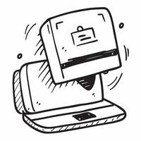Flat design as Laptop icon with copy space on a tech themed background concept as A image of a laptop icon with generous copy space on a tech themed background ideal for tec Dynamic vector