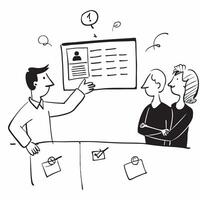 Flat design as Manager leading a team meeting with presentation slides concept as A illustration of a manager leading a team meeting with presentation slides featuring a 3 c Dynamic vector