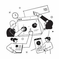 Flat design as HR team collaborating on employee engagement strategies concept as A illustration of an HR team collaborating on employee engagement strategies using charts a Dynamic vector