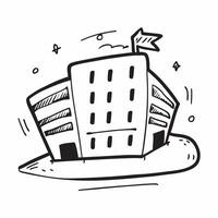 Flat design as Hotel icon with copy space on a white background concept as A image of a hotel icon with generous copy space on a white background ideal for travel and accomm Dynamic vector