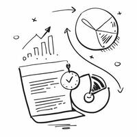 Flat design as Doodle line icon of a pie chart concept as A doodle line icon of a pie chart representing data analysis statistics and business insights ideal for presentations and Dynamic Set 2 vector