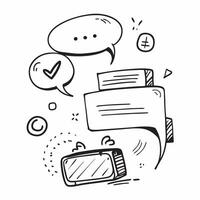 Flat design as Doodle line icon of a speech bubble concept as A doodle line icon of a speech bubble symbolizing communication discussion and business dialogue perfect for business Dynamic vector