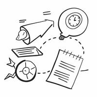 Flat design as Doodle line icon of a clock concept as A doodle line icon of a clock representing time management scheduling and business productivity ideal for organizational and e Dynamic vector