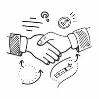 Flat design as Doodle line icon of a handshake concept as A doodle line icon of a handshake symbolizing agreement partnership and collaboration perfect for business agreements and Dynamic vector
