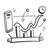 Flat design as Doodle line icon of a bar chart concept as A doodle line icon of a bar chart symbolizing data performance and business metrics perfect for analytical and business re Dynamic vector