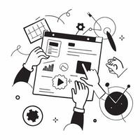 Flat design as Cross functional team collaborating on a project concept as A illustration of a cross functional team collaborating on a project using digital tools and chart Dynamic vector