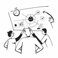 Flat design as Business team evaluating risks in a strategic planning meeting concept as A illustration of a business team evaluating risks in a strategic planning meeting u Dynamic vector