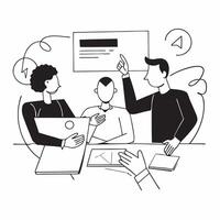 Flat design as Business team having a meeting in a modern office concept as A illustration of a business team having a meeting in a modern office using a 3 color tone to hig Dynamic vector