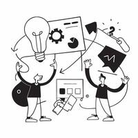 Flat design as Business team collaborating in a modern office using digital tools concept as A illustration of a business team in a modern office collaborating using digital Dynamic Set 5 vector