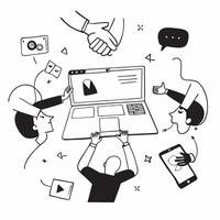 Flat design as Business team collaborating in a modern office using digital tools concept as A illustration of a business team in a modern office collaborating using digital Dynamic Set 7 vector