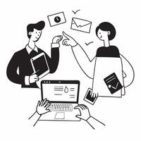 Flat design as Business team collaborating in a modern office using digital tools concept as A illustration of a business team in a modern office collaborating using digital Dynamic Set 2 vector