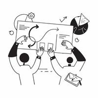 Flat design as Business team collaborating in a modern office using digital tools concept as A illustration of a business team in a modern office collaborating using digital Dynamic Set 6 vector