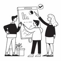 Flat design as Business leaders collaborating on strategy development concept as A illustration of business leaders collaborating on strategy development using digital white Dynamic vector