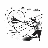 Fisherman casting net at sunrise concept as High resolution image of a fisherman casting a net at sunrise with a glossy backdrop capturing the traditional and sustainable methods o Dynamic vector