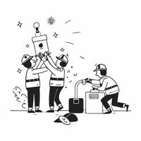 First responders assisting during a workplace accident concept as High resolution image of first responders assisting during a workplace accident with festive decorations in the ba Dynamic Set 2 vector