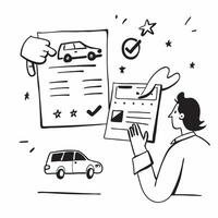 First time buyer reviewing car loan options concept as High resolution image of a first time buyer reviewing car loan options with a glossy backdrop emphasizing the importance of f Dynamic Set 2 vector