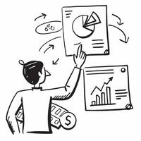 Finance manager with financial reports concept as A finance managers profile combined with financial reports representing transparency and fiscal responsibility during a company op Dynamic vector