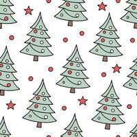 Festive Christmas tree seamless tile pattern with ornaments stars and snowy accents concept as Ornaments and stars adorn festive Christmas trees with snowy accents in a seamless ti Dynamic Set 2 vector